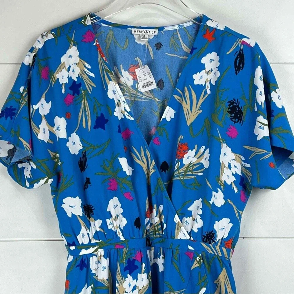 NWT J.Crew Mercantile Floral High Low Wrap Dress Women‎ S EMMAHANSI cababa blue